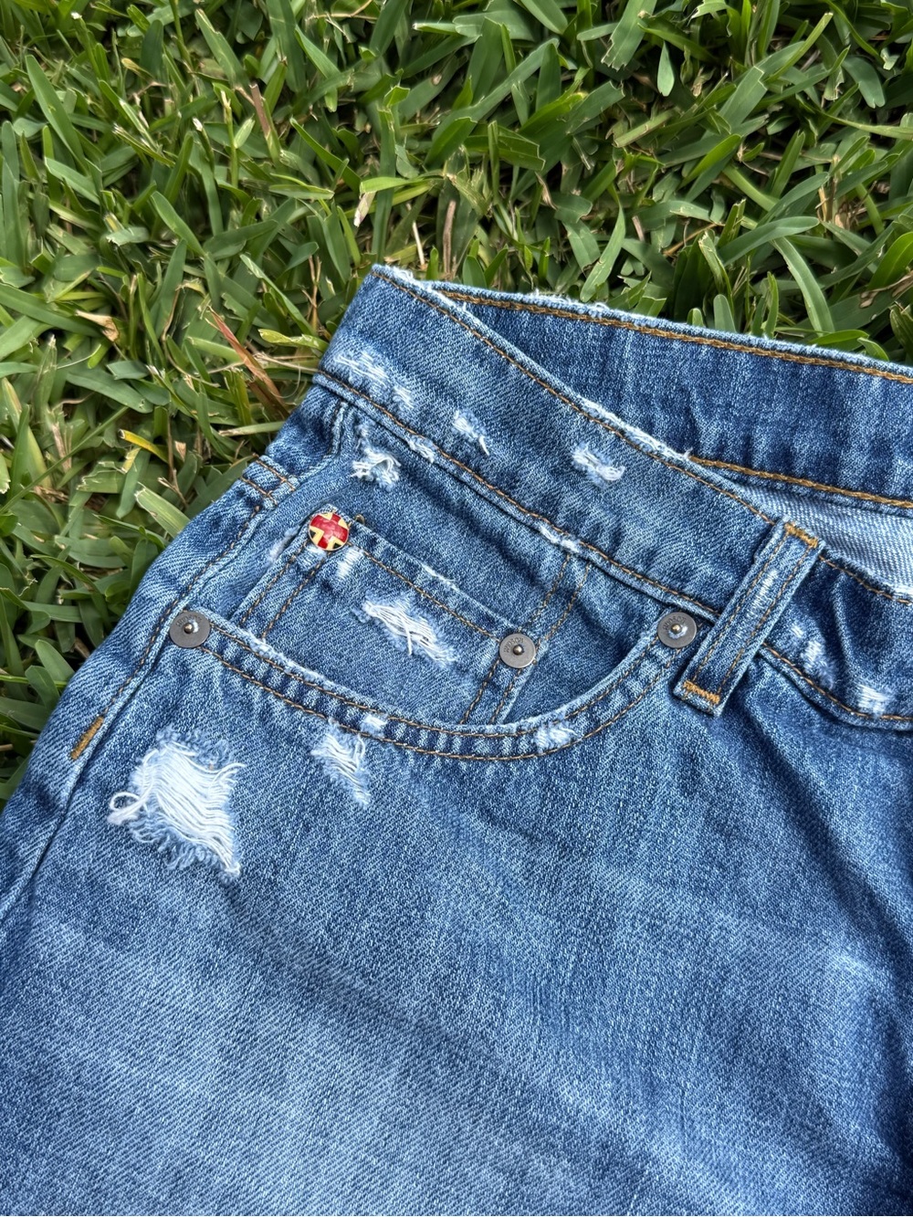 Hudson Distressed Denim Cutoff Shorts - Picture 3 of 5